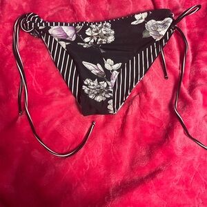 Floral and Striped Bikini Bottom